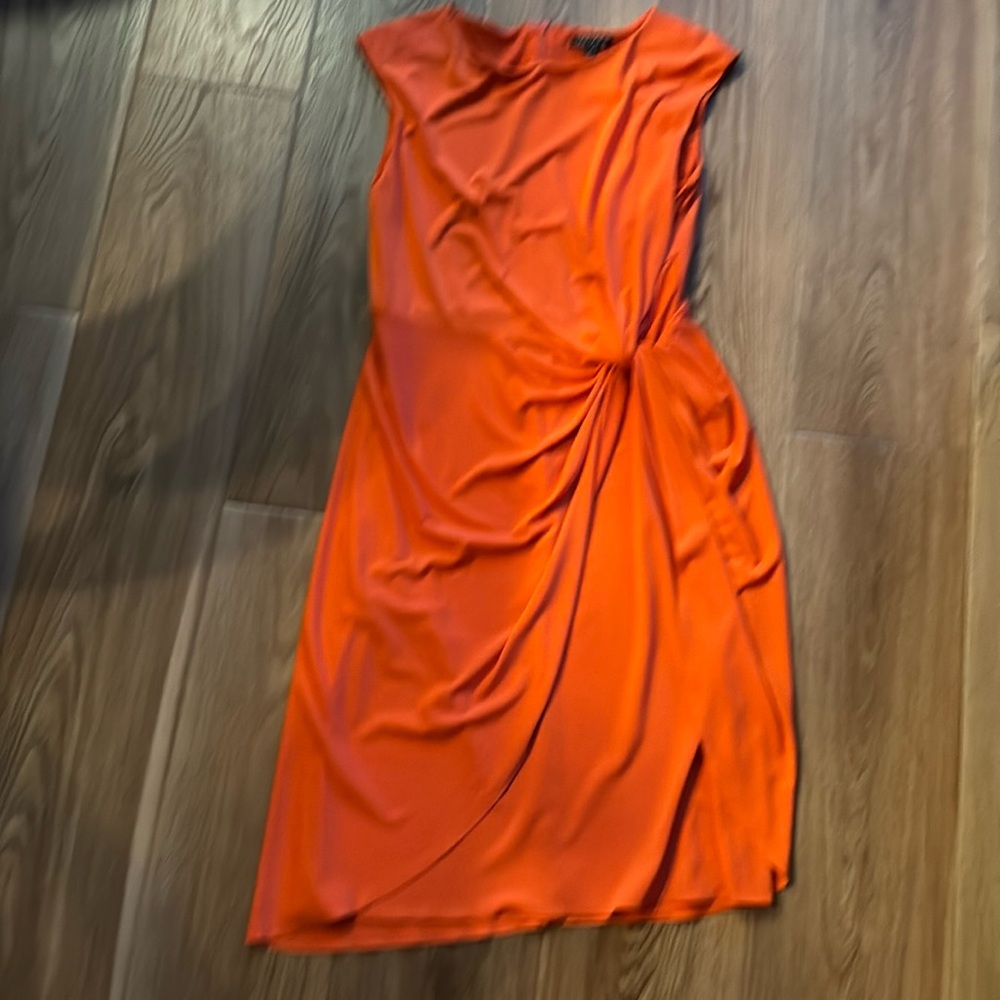 Tahari dress. Size S, lined, pretty orange!